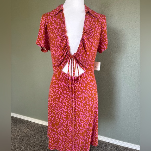 Free People Medium New with Tags NWT Marsaille Mini Dress Rust Print - Picture 12 of 12